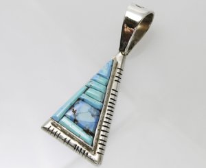 画像1: ナバホ族　David Tune ターコイズ　スカルプチュアルインレイ　ペンダント