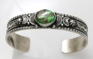 画像2: ナバホ族　Melvin Francis ロイストンターコイズ　スタンプワーク　バングル